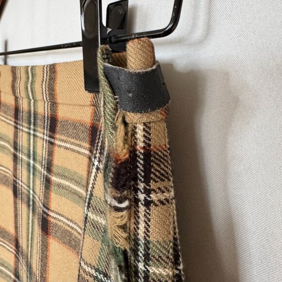 Vintage 80s The Edinburgh Woolen Mill Tan Plaid Pleated Wrap Midi Skirt Size 8 - Picture 3 of 13